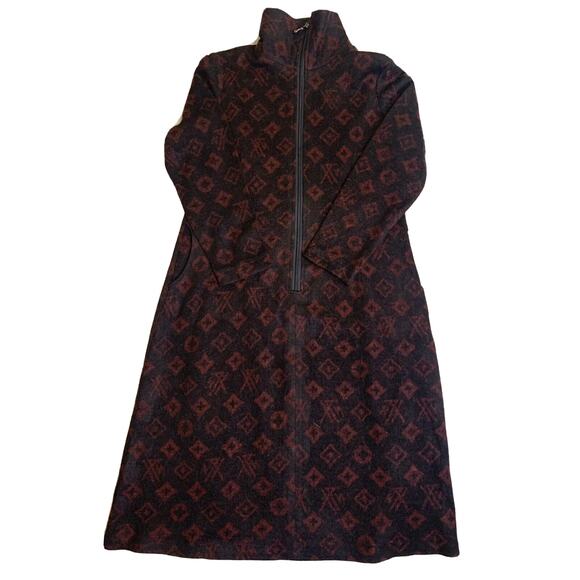 Regancy Total Fashion Midi Dress Womens Large 10/12 Black wRed Geometric Print - Picture 3 of 15